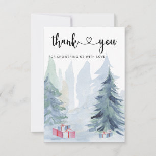 Winter christmas baby shower thank you  card