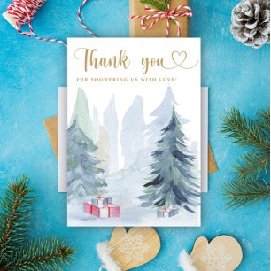 Winter christmas baby shower thank you  card