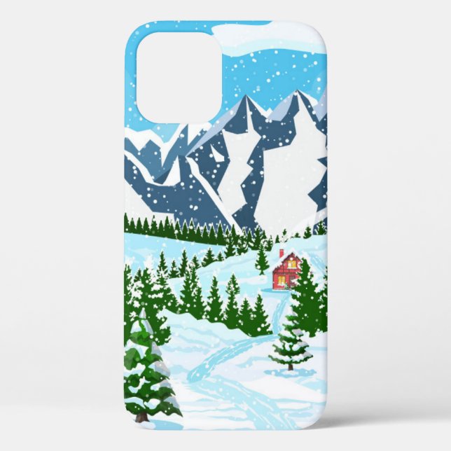 Winter christmas background. Pine tree wood and sn Case-Mate iPhone Case (Back)
