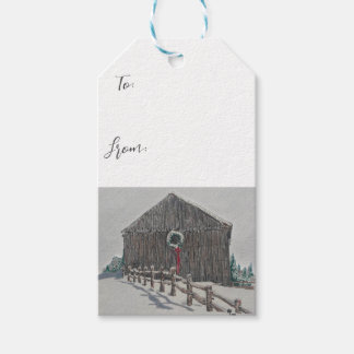 Winter Christmas Barn Gift Tag