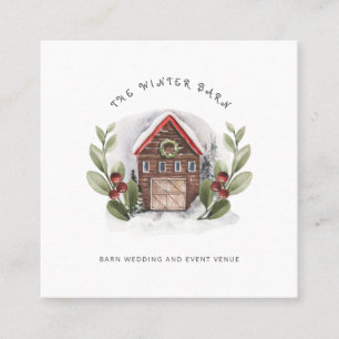 Winter Christmas Barn Wedding Event Venue Square Business Card