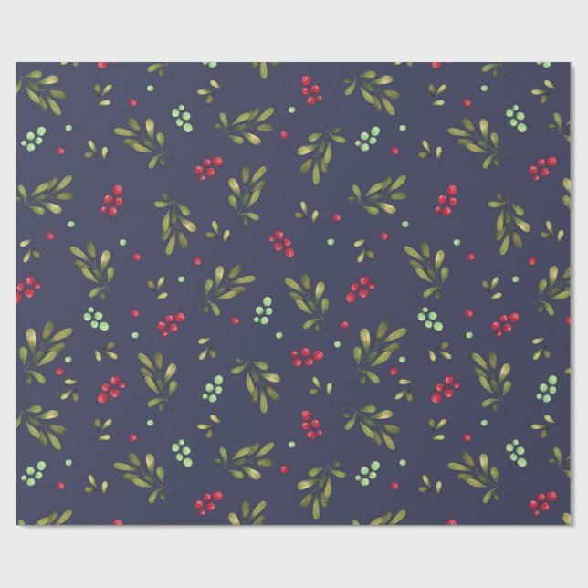Winter Christmas berries Wrapping Paper (Flat)