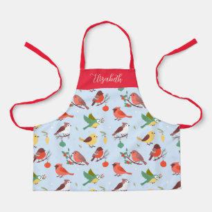 Winter Christmas Birds Personalized Kids Apron