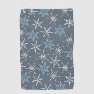 Winter Christmas Blue Snowflakes Pattern Golf Towel