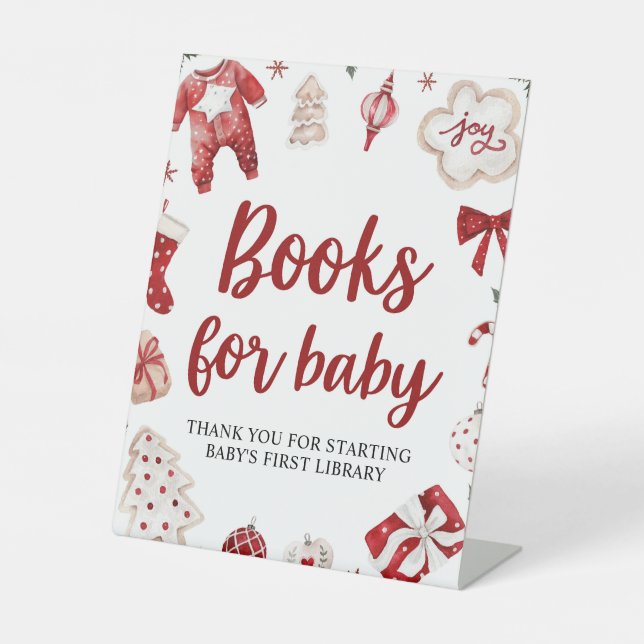 Winter Christmas Books for Baby Baby Shower Sign (Front)