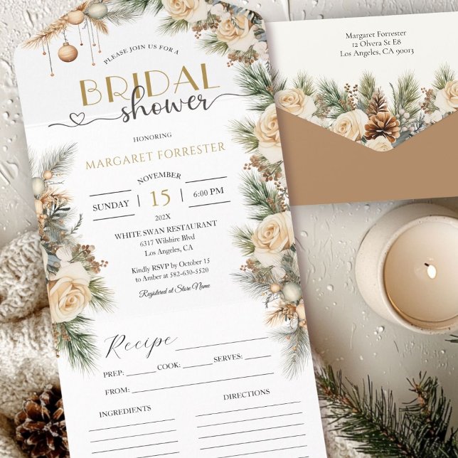 Winter Christmas Bridal Shower Recipe All In One Invitation (Creator Uploaded)