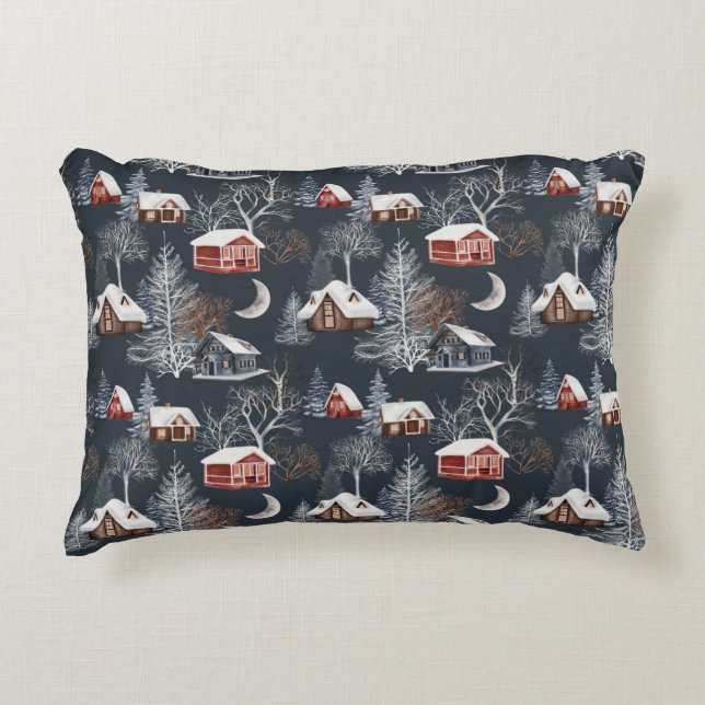 Winter Christmas Cabin Decorative Cushion (Front)