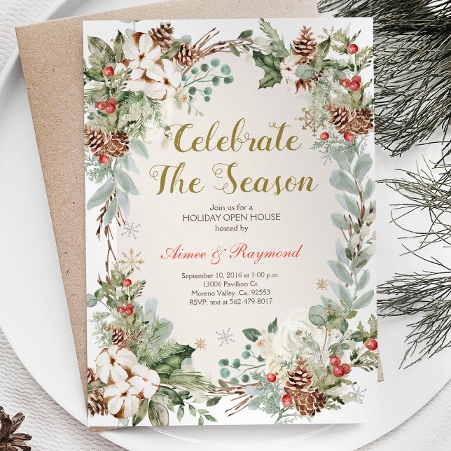 Winter Christmas Celebrate the season open house Invitation (Creator Uploaded)