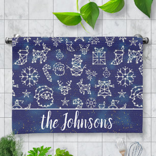 Winter Christmas Constellation Pattern Custom Name Tea Towel