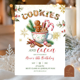 Winter Christmas Cookies and Cocoa Birthday  Invitation