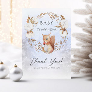 Winter Christmas Cotton Snow Baby Shower Thank You Card