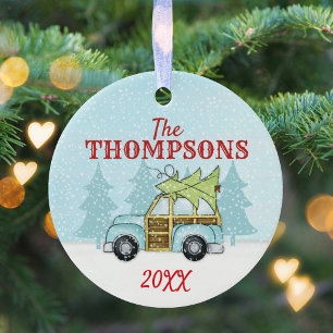 Winter Christmas Country Snowflake Personalised Ceramic Tree Decoration