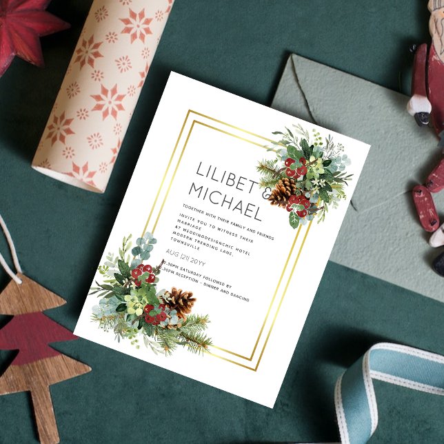 Winter Christmas December Wedding Invitation (Creator Uploaded)
