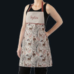 Winter Christmas Deer Pattern Apron<br><div class="desc">Spread some holiday cheer with this watercolor Christmas apron featuring a vintage inspired winter forest pattern with deer and birds.</div>