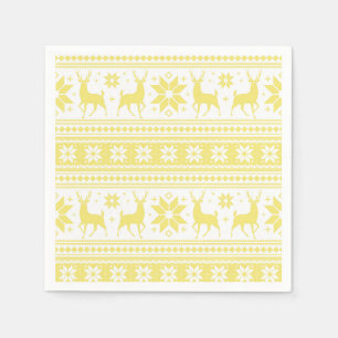 Winter Christmas Deer Yellow Snowflake Pattern Napkin
