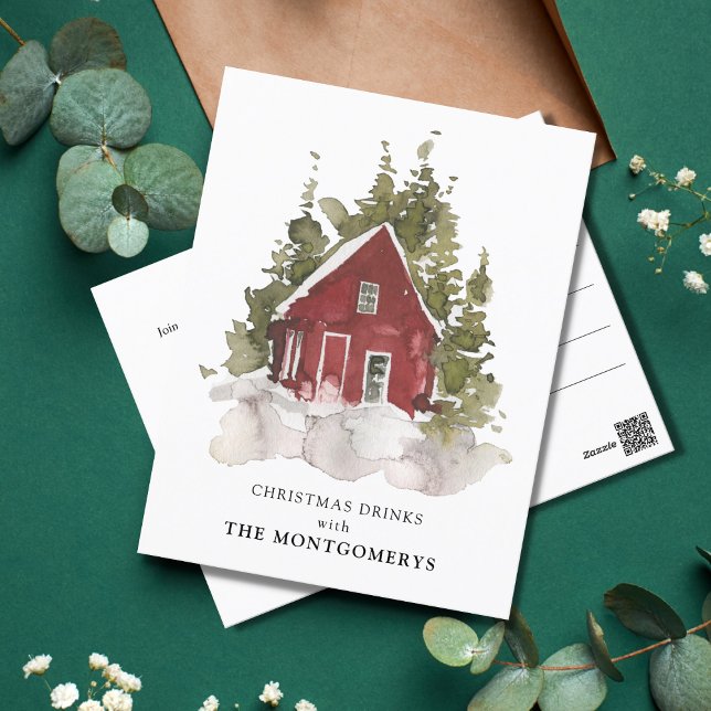 Winter Christmas Drinks Party Postcard (Creator Uploaded)