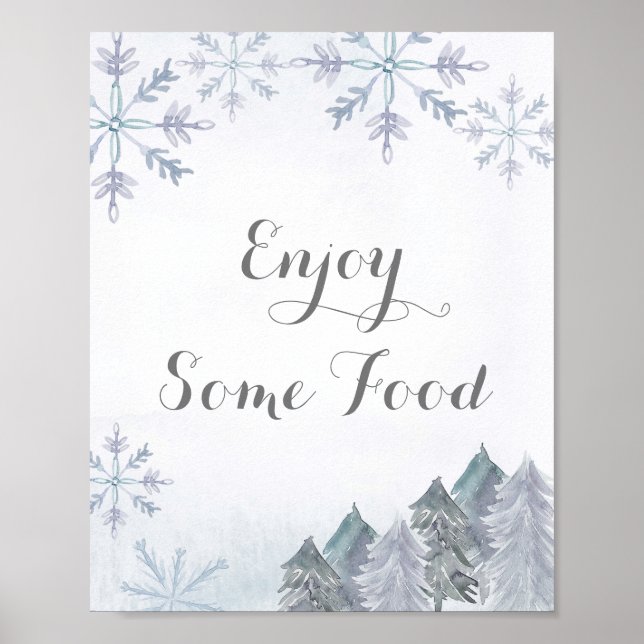 Winter Christmas Enjoy Some Food Sign (Front)