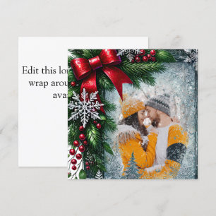 Winter Christmas evergreen border Holiday Card
