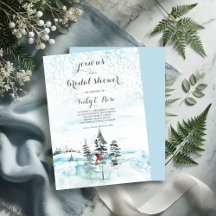 Winter Christmas Evergreen Bridal Shower Invitatio