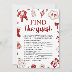 Winter Christmas Find The Guest Baby Shower Game Invitation