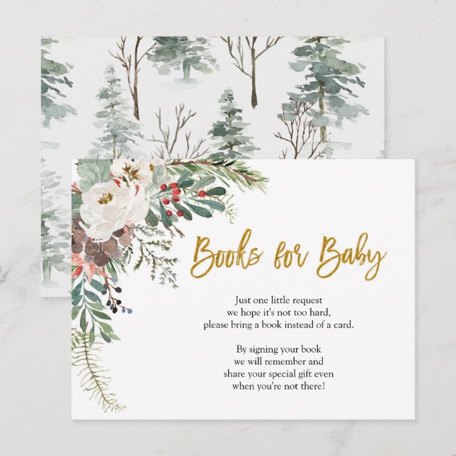 Winter Christmas Floral Books for Baby Invitation Postcard (Front/Back)