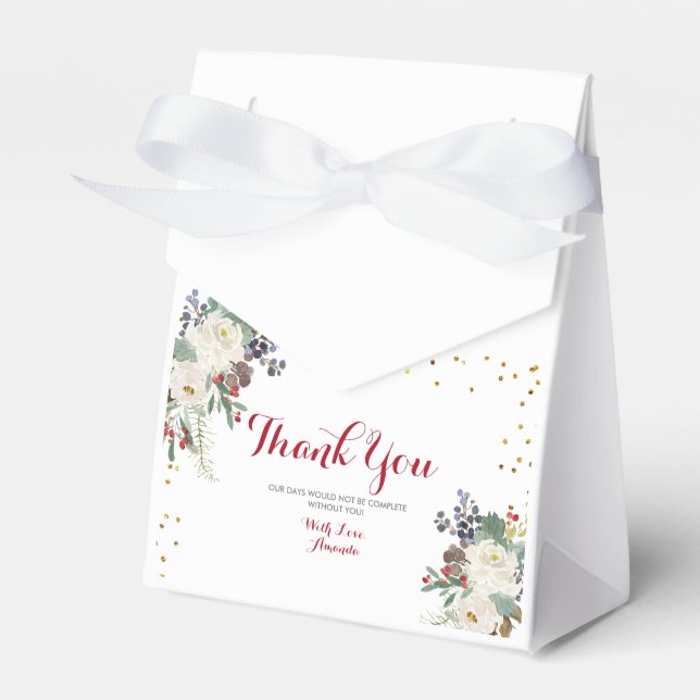 Winter Christmas Floral Bridal Shower Favour Box (Front Side)
