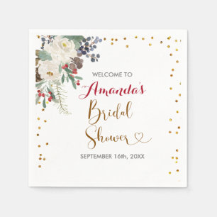 Winter Christmas Floral Bridal shower Napkin