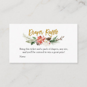 Winter Christmas Floral Diaper Raffle Enclosure Card