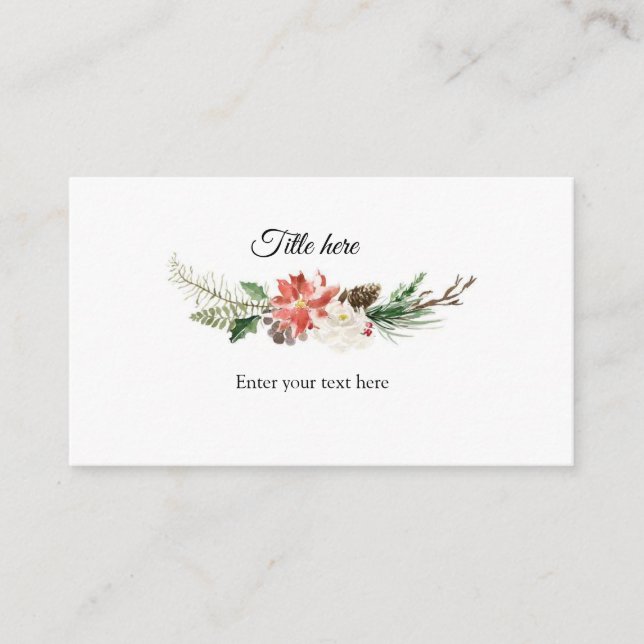 Winter Christmas Floral Enclosure Card (Front)