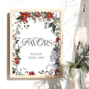 Winter Christmas Floral Favours Please Take One Poster