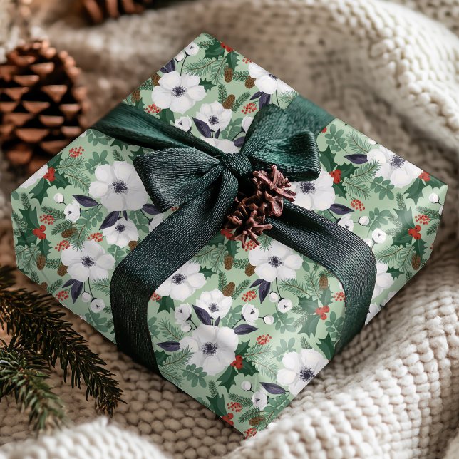 Winter Christmas Floral Pattern Wrapping Paper (Creator Uploaded)