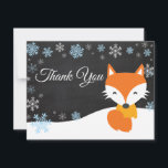 Winter Christmas Fox Blue Thank You Card<br><div class="desc">Winter Christmas Fox Snowflake Blue Thank You Card. Blue Fox. Chalkboard Background. Black and White. Blue Snowflake. Love and Thanks, beautiful script font. Add your message on back or leave blank and hand write. For further customisation, please click the "Customise it" button and use our design tool to modify this...</div>
