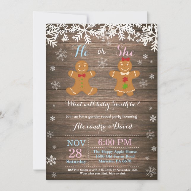 Winter Christmas Gender Reveal Invitation (Front)