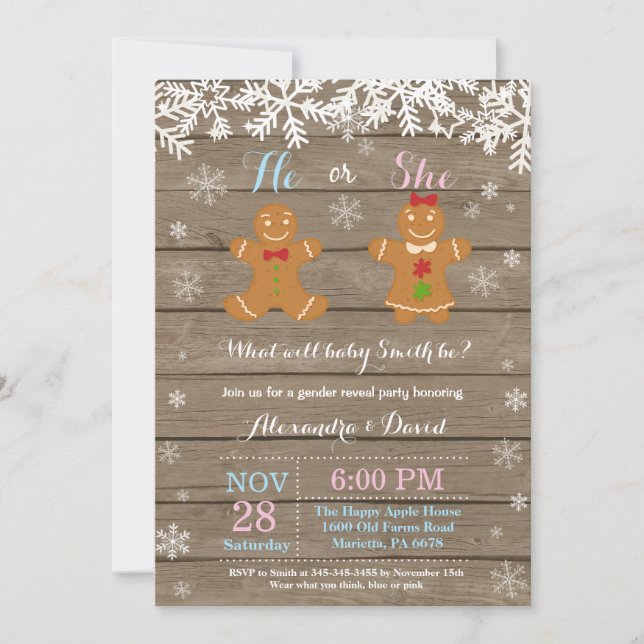 Winter Christmas Gender Reveal Invitation (Front)