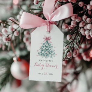 Winter Christmas Girl Baby Shower Gift Tags