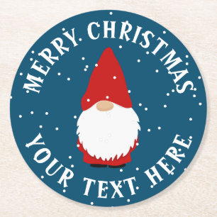 Winter Christmas gnome custom paper coasters