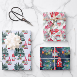 Winter Christmas Gnomes Wrapping Paper Sheet
