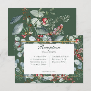 Winter Christmas Greenery Green Reception  Enclosure Card