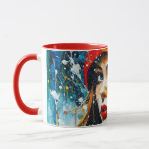 Winter, Christmas hat snow girl personalise mug