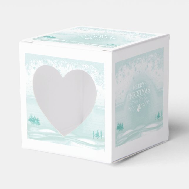 Winter Christmas Heart Window Favour Box (Front Side)
