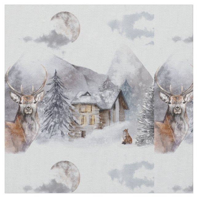 Winter Christmas Highlands Fabric (Close Up)