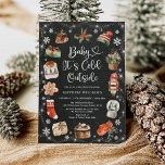 Winter Christmas Holiday Baby Shower Chalkboard Invitation<br><div class="desc">Baby It's Cold Outside! Invite your guests with this modern winter baby shower invitation featuring watercolor Christmas holiday elements in vibrant red, green and white on a rustic chalkboard background. Personalise the invite with your details and if you want to further re-arrange the style and placement of the text, please...</div>