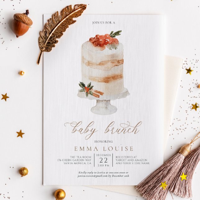 Winter Christmas Holiday Cake Baby Shower Invitation (Creator Uploaded)