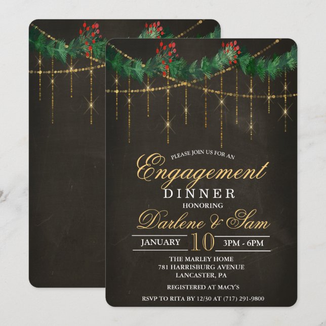 Winter Christmas Holiday Engagement Invitation (Front/Back)