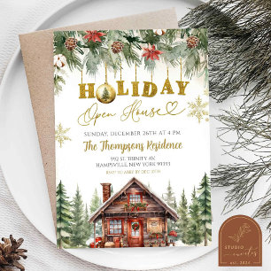 Winter Christmas Holiday Open House Party Invitation
