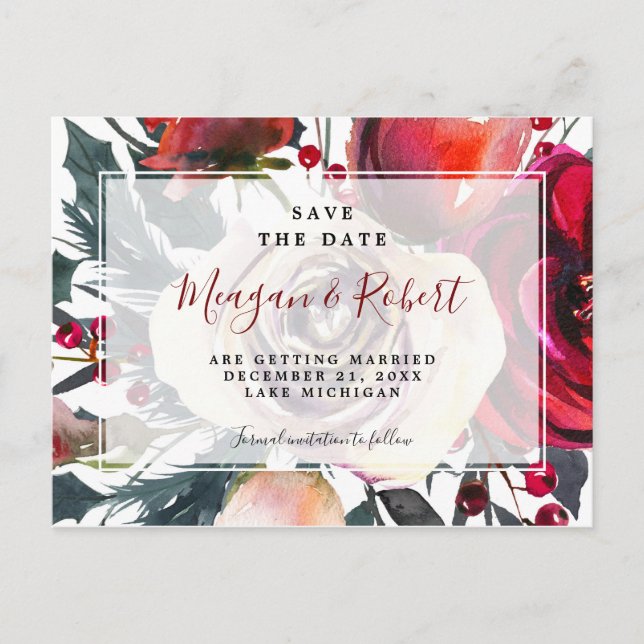 winter christmas holiday save the date card (Front)