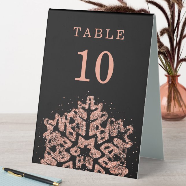 Winter Christmas Holiday Wedding Rose Gold Black  (In SItu (Table))