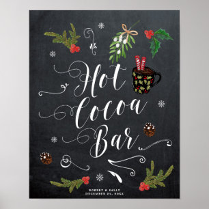 winter christmas hot cocoa bar sign holly