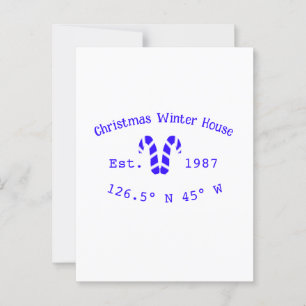 Winter Christmas house blue candy canes est. Year Postcard