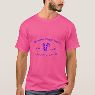 Winter Christmas house blue candy canes est. Year T-Shirt